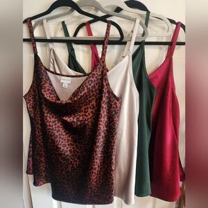 Leopard Print and Solid Color Camisole Set